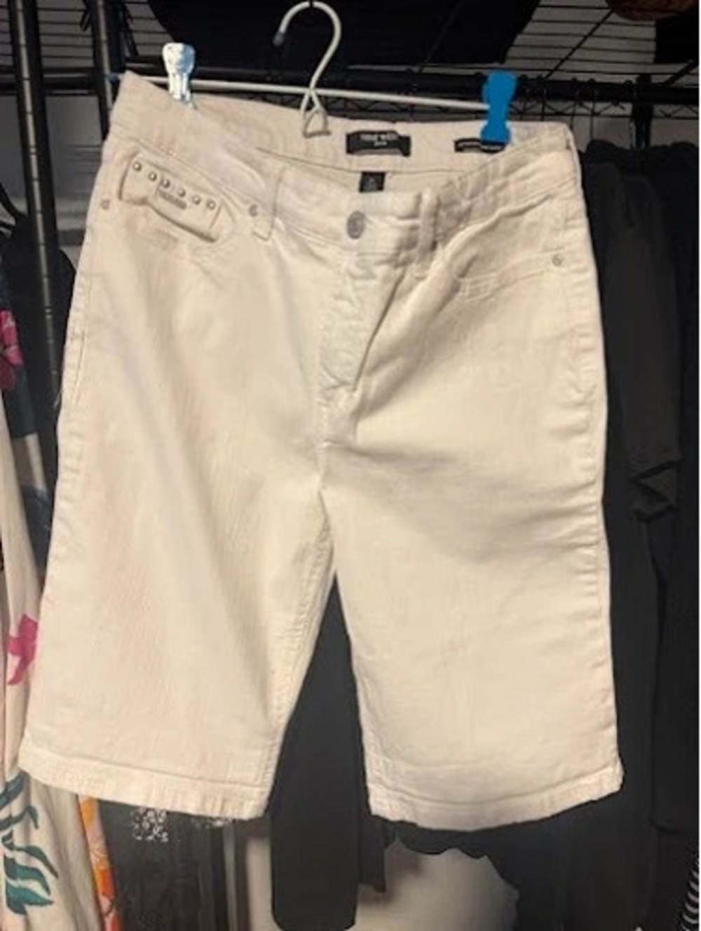Nine West White Denim Bermuda Shorts (Size 12)
